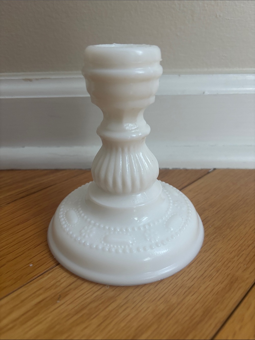 Vintage Classic White Milk Glass Candlestick Taper Holder unmarked